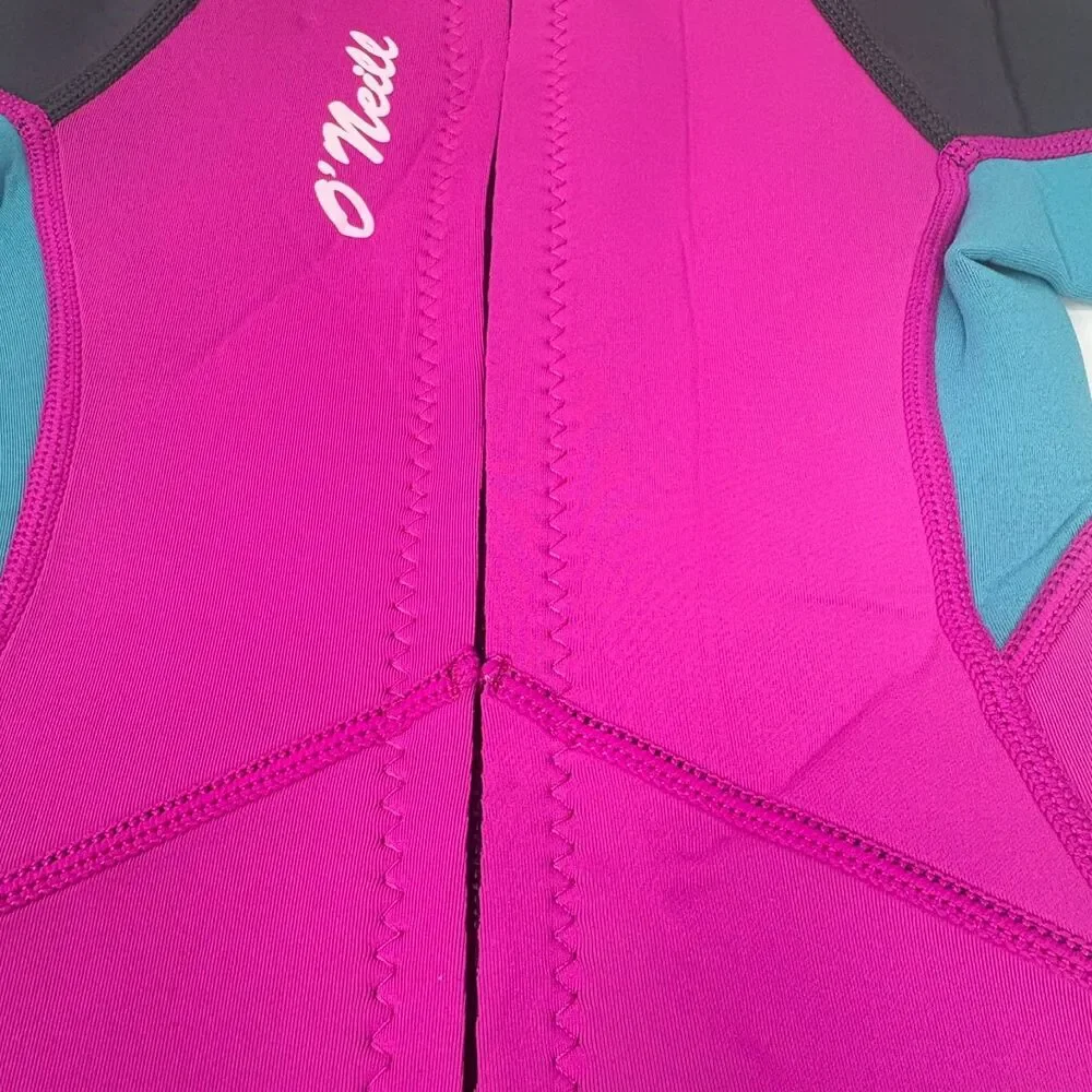 O'Neill Toddler Size 1Reactor-2 2mm Short Sleeve Spring Wetsuit Berry/Light Aqua